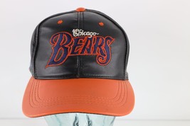 Vintage 90s Distressed Chicago Bears Football Spell Out Leather Snapback Hat USA - £27.06 GBP