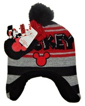 Mickey Mouse Disney Fleece-Lined Peruvian Beanie Hat &amp; Mitten Set w/ Pom-Pom - £9.45 GBP
