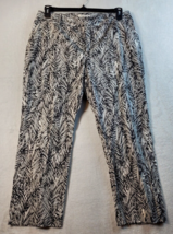 Coldwater Creek Pants Womens Size 12 Black Palm Leaf Cotton Pockets Belt Loops - £14.03 GBP