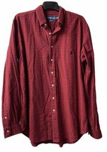 Ralph Lauren Classic Fit Mens Large Tall LT Red Checked Cabincore Flanne... - £12.25 GBP