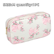 S M L XL Makeup Bag Pink Printed Bow Toiletry Pouch Waterproof Women Storage Nyl - £31.59 GBP