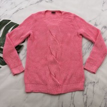 Talbots Cable Knit Sweater Size M Neon Pink Pullover Chunky Crew Neck Co... - £22.10 GBP