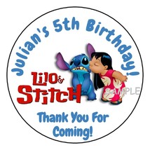 12 Personalized LILO Birthday Party Stickers Favors Labels tags 2.5&quot; Stitch - £9.40 GBP