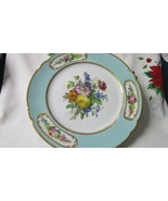 ANTIQUE FOOTED FLORAL CAKE PLATE ROUSSEAU 43 RUE COQUILLIERE  8 3/4&quot; - £113.75 GBP