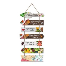 Wooden Wall Hanging Handmade Kitchen Quotes Wall Hanger Set of 7 Home Decor 76cm - £39.58 GBP