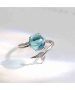 Adjustable 925 Sterling Silver Open Blue Crystal Mermaid Bubble Ring - £11.07 GBP