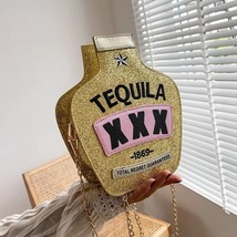 Creative Fun Embroidery Letters Women Chain Purses Handbags Tequila Wine Bottle  - £105.07 GBP
