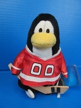 Disney Club Penguin Hockey Player Plush 7” Red Jersey  Hockey Stick W/Tag - £11.08 GBP