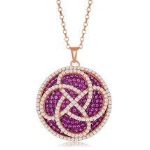 Flower Design with Pink and White CZ&#39;s Pendant W/Chain - £137.87 GBP