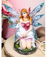 Enchanted Forest Lavender Fairy With Baby Unicorn Figurine Myths Legends... - $57.99