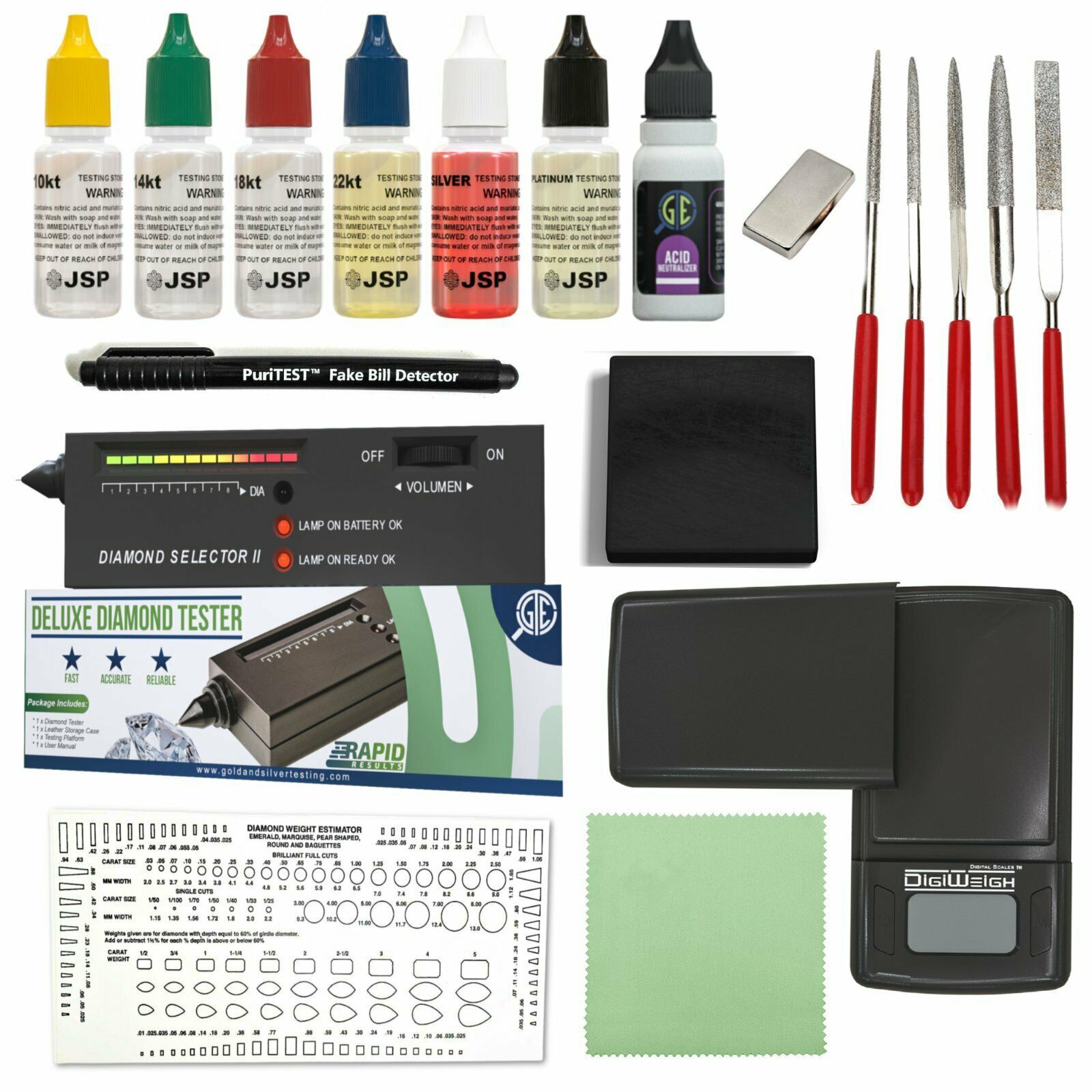 JSP Gold Silver Acid Testing Kit Electronic Scale Diamond Sapphire Tester Magnet