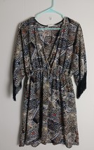 a. gain Black Multicolor Dress Fringe Sleeves Women&#39;s Size L - $331.43 MXN