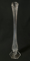 Vintage 12.5&quot; Clear Glass Swung Pedestal Bud Vase - £15.73 GBP