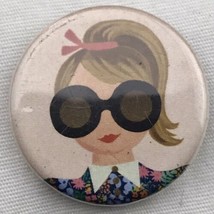 Big Sunglasses Girl Woman Teen Pin Button - £7.83 GBP