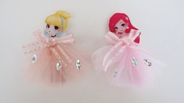 Two childrens princess fairy tale doll dress alligator hair clip barrettes - $5.74