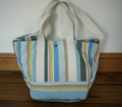 Coldwater Creek 100% Cotton Canvas Candy Stripe Tote Book Bag Hobo Purse - £29.65 GBP