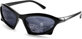 Trendy Cool Fashion Sunglasses for Men Women, Sport Sunglasses Vintage   (Black) - £12.42 GBP