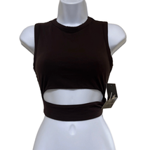 Naked Wardrobe Womens Size XS Crop Top Brown Front Cutout Sleeveless NWT - $23.36