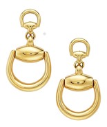 Gucci 18k Yellow Gold Horsebit Drop Earrings Stunning - $70,404.78 MXN