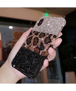 handmade phone case leopard clear black saprkling stones diamond iphone ... - $28.00+