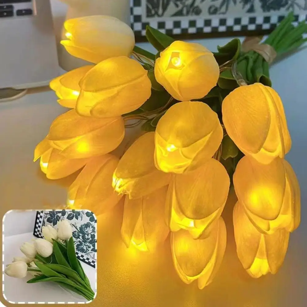 Artificial Tulip Lights LED Table Lamp Wedding Valentines For Home Party Living - £6.23 GBP