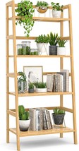 Homykic Ladder Bookshelf, 4-Tier Bamboo Ladder Shelf 49.2” Book Shelf, Natural - £72.73 GBP