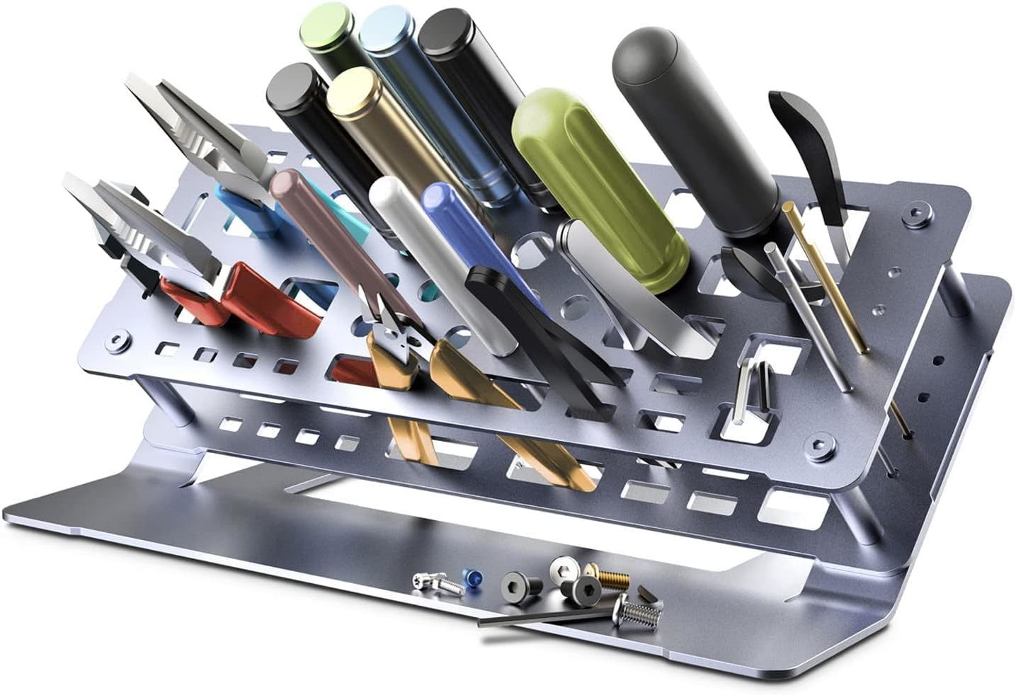 Screwdriver Rack, Small Tool Storage, Desk Tool Holder, Work Bench, Dark... - $37.94