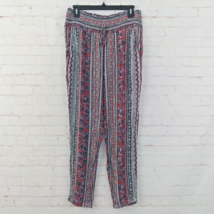 Kingston Grey Pants Womens XL Red Floral Smocked Pull On Boho Hobo Hippi... - $15.99