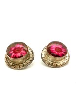 Vintage Sterling Signed 925 Mexico Dried Pressed Flower Glass Clip On Ea... - $1,218.04 MXN