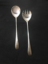 Beautiful Silver Plated Serving Spoon And Fork Set Z1 9.5 Inches - $14.85