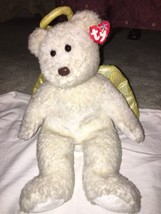 2000 Ty Beanie Buddy Halo II Large 14&quot; Shimmer Angel Bear Gold Wings/Hal... - $11.99