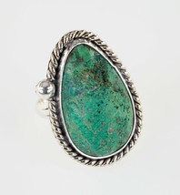 Sterling Green Silver Navajo Turquoise Ring with Bead Accent Size 7.50 - $88.11