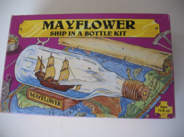 Vintage Ship In A Bottle Mayflower Model Kit Unstarted Open Box #204 8&quot; - £14.16 GBP