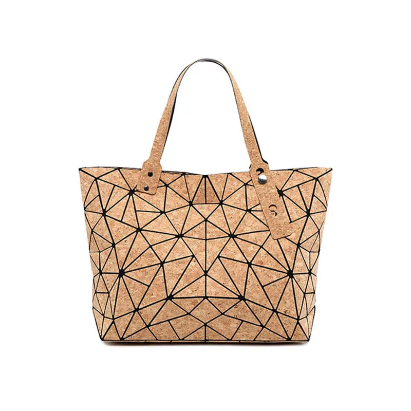 W637 KANDRA Geometric Cork Tote Purses Deformation Bucket Bag Women&#39;s Irregular  - $55.15