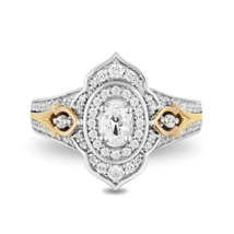Enchanted Disney Jasmine 1.34 CT Oval Diamond Arabesque Frame Engagement Ring in - £51.86 GBP