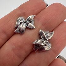 Vintage Used Pair Of Stud Earrings Sterling Silver 925 Cut Jewelry Women... - $95.00