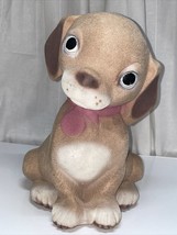Large Vintage Velvety Puppy Dog Mexico Coin Bank Statue Plaster  10.5” H X 7” W - £19.36 GBP