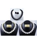 20mm Faux Pearl Neckla​ce Choker + 20mm Pearl Button Earrings 18&quot; White ... - €10,29 EUR