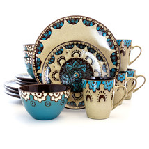 Elama Clay Heart 16 Piece Luxurious Stoneware Dinnerware with Complete Setting  - £84.26 GBP