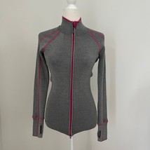 Athleta Women&#39;s Giant Slalom Full Zip Sweater Gray Pink Small - $39.99