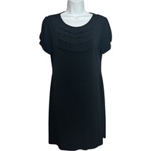 Sweet Storm Black Ruffle Shift Dress Y2K Cap Sleeve Dark Academia Goth s... - $18.23