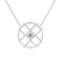 ANGARA 2mm Natural Diamond Geometric Pendant Necklace in 14K Gold for Women - £561.65 GBP