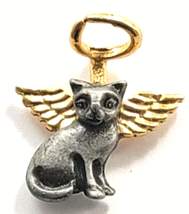 Cat Angel Kitty Wings Halo Gold Silver Two Tone Figural Guardian Animal ... - $9.99