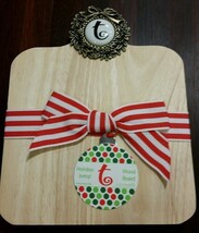 Mud Pie Holiday Wood Cheese Cutting Board Monogram with Initial T New Gift - $9.89