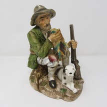 Norleans Duck Hunter with Dog Rabbit Rifle Ceramic Figure Figurine Japan Vintage - £11.89 GBP