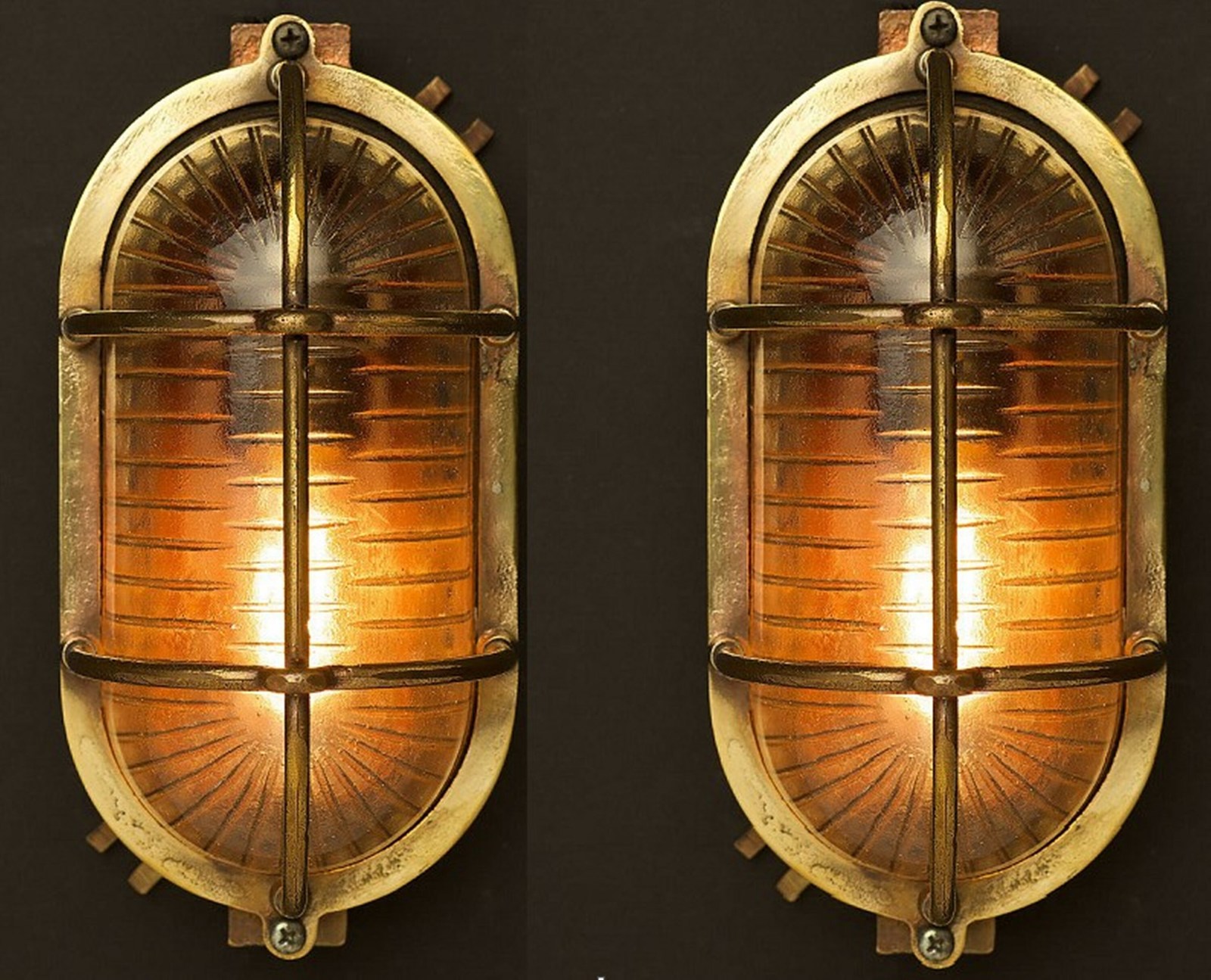 Vintage Brass Caged Ceiling Light - Set of Two - $168.61