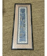 Vintage Asian Silk Hand Embroidery Qing Dynasty China Panel  Framed 30” ... - $134.04 CAD