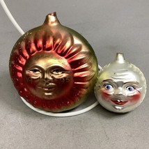 Set Of 2 Sun &amp; Moon Glass Ornaments - No Toppers - $14.84
