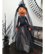 2FT Halloween Primitive Orange Witch Doll Shelf Sitter Cloth Doll Tablet... - €55,09 EUR