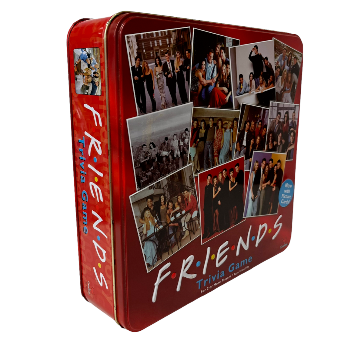 Friends Trivia Board Game In Red Tin With Picture Cards By Cardinal Vintage 2003 - $13.21